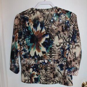 Women's Jacket Animal Print with wet look , 3/4 sleeve Full Zipper